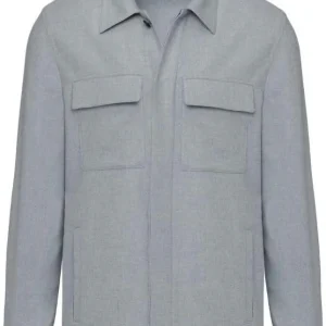 giacca overshirt in flanella di lana