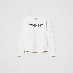 t-shirt cropped con logo