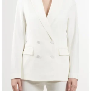 blazer doppiopetto con dettagli in raso