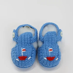 Scarpine neonato in cotone con ricamo