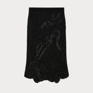 gonna con ricamo macramè