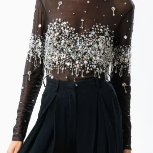 t-shirt body con cristalli