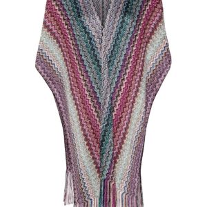 poncho in maglia zig zag