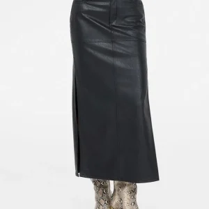 gonna lunga in tessuto spalmato