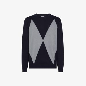 Maglione in lana e cotone a rombi